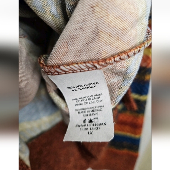 Haptics Multicolor Striped Long Sleeve Stretchy Shirt Women's Plus Size 1X NEW - Picture 10 of 10